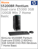 NY582AA - Desktop-PC Pavilion SlimLine HP s5200br Intel Pentium Dual-Core E5300 (2.60GHz) 3GB 320GB DVD-RW Windows 7 Home Basic
