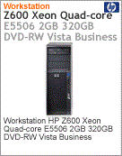 NZ966LA - Desktop-PC de alta performance Workstation HP Z600 Intel Xeon Quad-Core E5506 (2.13GHz/800MHz FSB/4MB L3) 2GB 320GB DVD-RW Vista Business
