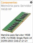 Memria para Servidor 16GB HPE (1x16GB) Single Rank x4 DDR4-2933 CAS-21-21-21 Registered Smart Memory Kit (Figura somente ilustrativa, no representa o produto real)
