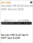 Servidor HPE ProLiant DL20 Gen10 Intel Xeon E-2236 Hexa-Core 16GB 4 Baias SFF (Figura somente ilustrativa, no representa o produto real)