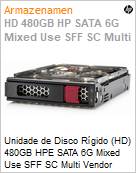 Unidade de Disco Rgido (HD) 480GB HPE SATA 6G Mixed Use SFF SC Multi Vendor SSD (Figura somente ilustrativa, no representa o produto real)