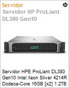 Servidor HPE ProLiant DL380 Gen10 Intel Xeon Silver 4214R Dodeca-Core 16GB [x2] 1.2TB [x2] RPS (Figura somente ilustrativa, no representa o produto real)