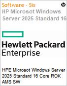 HPE Microsot Windows Server 2025 Standard 16 Core ROK AMS SW  (Figura somente ilustrativa, no representa o produto real)