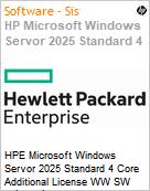 HPE Microsoft Windows Server 2025 Standard 4 Core Additional License WW SW (Mdia Fsica) (Figura somente ilustrativa, no representa o produto real)