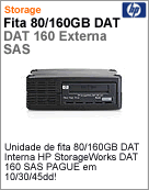 Q1588A - Unidade de fita 80/160GB DAT Externa HP StorageWorks DAT 160 SAS External Tape Drive