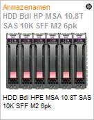 HDD Bdl HPE MSA 10.8T SAS 10K SFF M2 6pk (Figura somente ilustrativa, no representa o produto real)