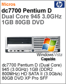 RG576AW - Desktop-PC Business HP dc7700 Intel Pentium D 945 (3.00GHz) 1GB (DDR2 800MHz) 80GB DVD XP Pro SFF