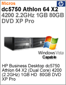 RK461AW - Desktop-PC Business HP dc5750 Athlon 64 X2 Dual-Core 4200 (2.20GHz) 1GB 80GB DVD XP Pro SFF