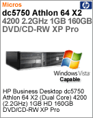 RK465AW - Desktop-PC Business HP dc5750 Athlon 64 X2 Dual-Core 4200 (2.20GHz) 1GB 160GB DVD/CD-RW XP Pro SFF