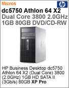 RS706LA - Desktop-PC Business HP dc5750 Athlon 64 X2 Dual-Core 3800 (2.00GHz) 1GB 80GB DVD/CD-RW XP Pro