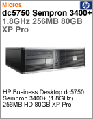 RW692LA - Desktop-PC Business HP dc5750 Sempron 3400+ (1.80GHz) 256MB 80GB XP Pro SFF