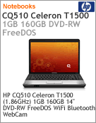 VG760LA - Notebook Compaq Presario HP CQ510 Intel Celeron T1500 (1.86GHz) 1GB 160GB 14
