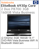 VM861LA - Notebook EliteBook HP 6930p Intel Core 2 Duo P8700 (2.53GHz) 3GB 160GB 14.1