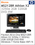 VT537AA - Desktop-PC All-in-One Pavilion HP MS212br Athlon X2 3250e (1.50GHz) 2GB 320GB DVD-RW Windows 7 Home Basic Wi-Fi N