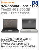 VV951LA - Notebook Pavilion HP dv4-1550br Intel Core 2 Duo T6600 (2.20GHz) 4GB 500GB 14