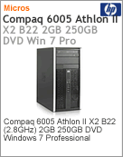 WC293LA - Desktop-PC Compaq Pro HP 6005 Athlon II X2 B22 (2.80GHz) 2GB 250GB DVD Windows 7 Professional