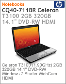 WF832LA - Notebook Compaq Presario HP CQ40-711br Intel Celeron T3100 (1.90GHz) 2GB 320GB 14.1" DVD-RW Windows 7 Starter Wi-Fi WebCam HDMI