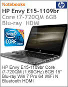 WL137LA - Notebook HP ENVY 15-1109br Intel Core i7-720QM (1.60GHz) 6GB 500GB 15" Blu-ray (Externo) Windows 7 Professional 64 Wi-Fi N Bluetooth HDMI Prata Escovada