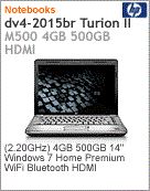 WN579LA - Notebook Pavilion HP dv4-2015br Turion II Dual-Core M500 (2.20GHz) 4GB 500GB 14