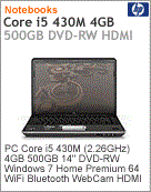 WR227LA - Notebook Pavilion HP dv4-2070br Intel Core i5-430M (2.26GHz) 4GB 500GB 14