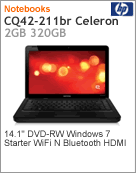 XA768LA - Notebook Compaq Presario HP 42-211br Intel Celeron T3300 (2.00GHz 2GB 320GB 14.1" DVD-RW Windows 7 Starter Wi-Fi N Bluetooth HDMI