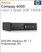 XC447LA - Desktop-PC Compaq Business Pro HP 6000 Intel Core 2 Quad Q8400 (2.66GHz) 2GB 320GB DVD-RW Windows XP / 7 Professional SFF