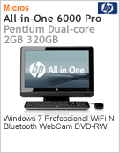 XD197LA - Desktop-PC All-in-One Business Compaq Pro HP 6000 Intel Pentium Dual-Core E6600 (3.06GHz) 2GB 320GB DVD-RW Windows 7 Professional Wi-Fi N Bluetooth WebCam