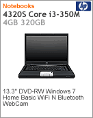 XL326LA - Notebook ProBook HP 4320s Intel Core i3-350M (2.26GHz) 4GB 320GB 13.3'' DVD-RW Windows 7 Home Basic Wi-Fi N Bluetooth WebCam (Substitudo pelo LE624LT)
