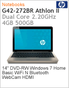 XR192LA - Notebook HP G42-272br Athlon II Dual-Core P340 (2.20GHz) 4GB 500GB 14" DVD-RW Windows 7 Home Basic Wi-Fi N Bluetooth WebCam HDMI