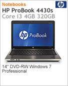 XU013LA - Notebook ProBook HP 4430s Intel Core i3-2310M (2.10GHz) 4GB 320GB 14" LED DVD-RW Windows 7 Professional 64 Wi-Fi N WebCam HDMI