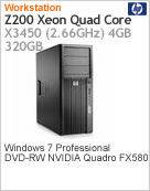 XV097LA - Desktop-PC de alta performance Workstation HP Z200 Intel Xeon Quad-Core X3450 (2.66GHz) 4GB 320GB DVD-RW Windows 7 Professional NVIDIA Quadro FX580