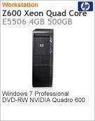 XX619LA - Desktop-PC de alta performance Workstation HP Z600 Intel Xeon Quad-Core E5506 (2.13GHz/800MHz FSB/4MB L3) 4GB 500GB DVD-RW Windows 7 Professional 64 NVIDIA Quadro 600