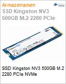 SSD Kingston NV3 500GB M.2 2280 PCIe NVMe (Figura somente ilustrativa, no representa o produto real)