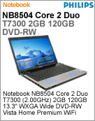 13NB8504/78 - Notebook Philips NB8504 Intel Core 2 Duo T7300 (2.00GHz) 2GB 120GB 13.3